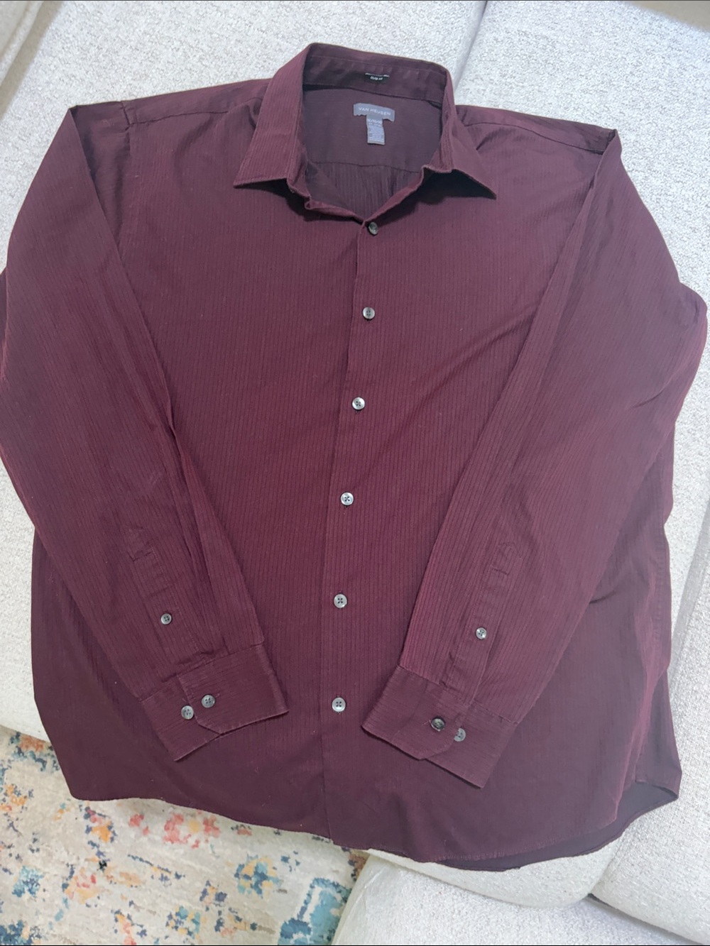 Stafford Men's Deep Burgundy Button-Down Dress Shirt
